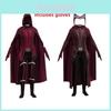 Wspaniały kostium do odgrywania roli Scarlet Witch Dla dorosłych i dzieci Kombinezon Nakrycie głowy i peleryna w zestawie