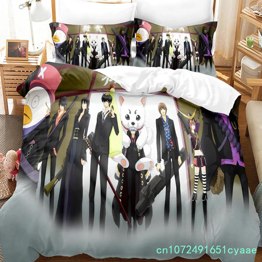 3D-gedrucktes Gintama Bettwäsche-Set Anime Gintoki Sakata Bettdeckenbezug Doppel Twin Full Queen King Erwachsene Kinder Bettwäsche Steppdeckenbezug