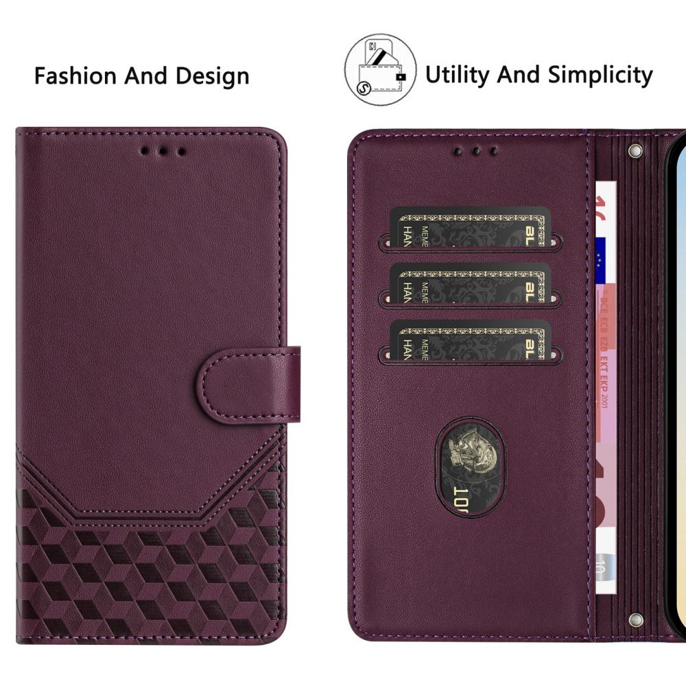 Honeycomb Leather Magnetic Wallet Flip Case for Huawei P60 Art P50 P40 P30 Pro P20 Mate 60 70 Lite - Shockproof Protective Cover