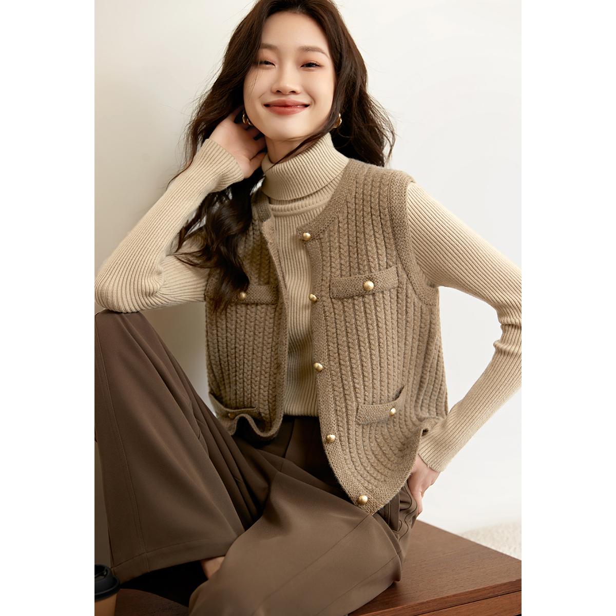 

Дизайн-чувственный свитер Twist, зимний новый корейский стиль, атмосфера, повседневный жилет, куртка для женщин One size