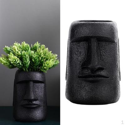 Creative Easter Island Sculpture Desktop Er Flower Pot for Home and Indoor Office Decoration
