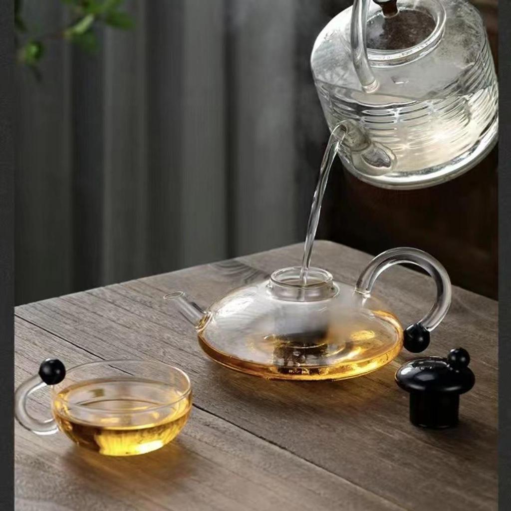 Sage Afternoon Tea Set: Heat-Resistant Glass Teapot with Fruit Tea and Emma's T0 Electric Ceramic Stove