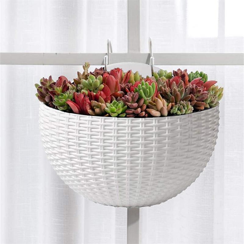 Flower Pot with Hooks Exquisite Wall-Mounted Plastic Wall Hanging Basket Flowerpot for Outdoor Garden Balcony Planter Bucket Home Decor New