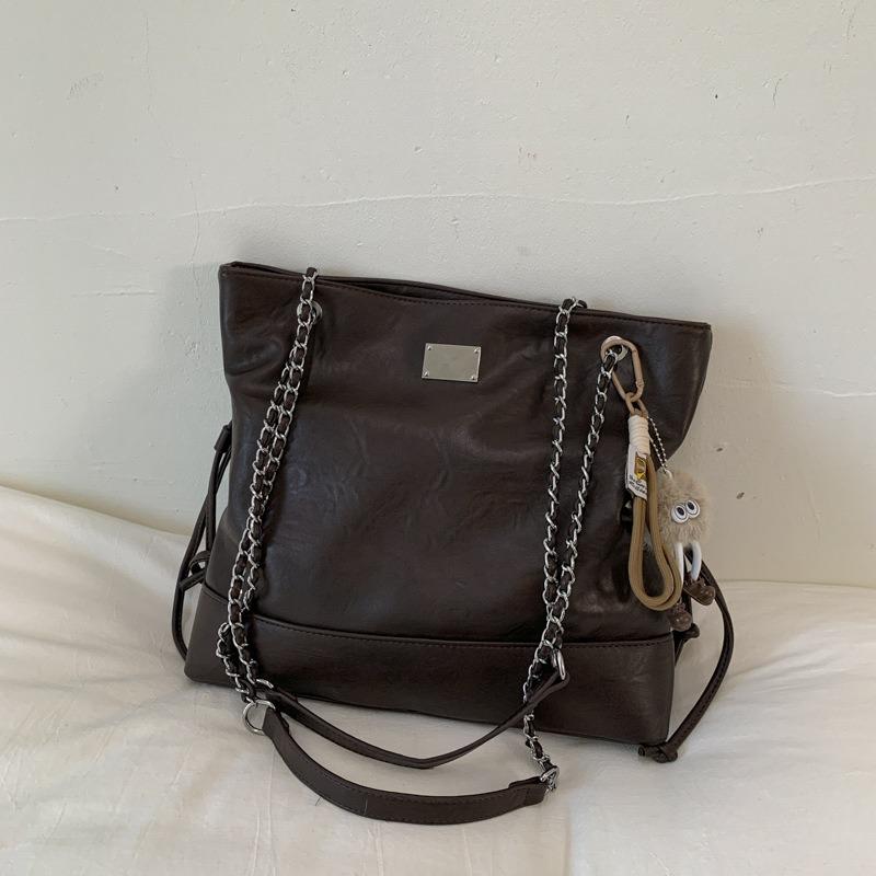 Autumn and Winter New Large-capacity Retro Tote Bag Fashionable Versatile Chain Shoulder Bag Simple Casual Messenger Bag