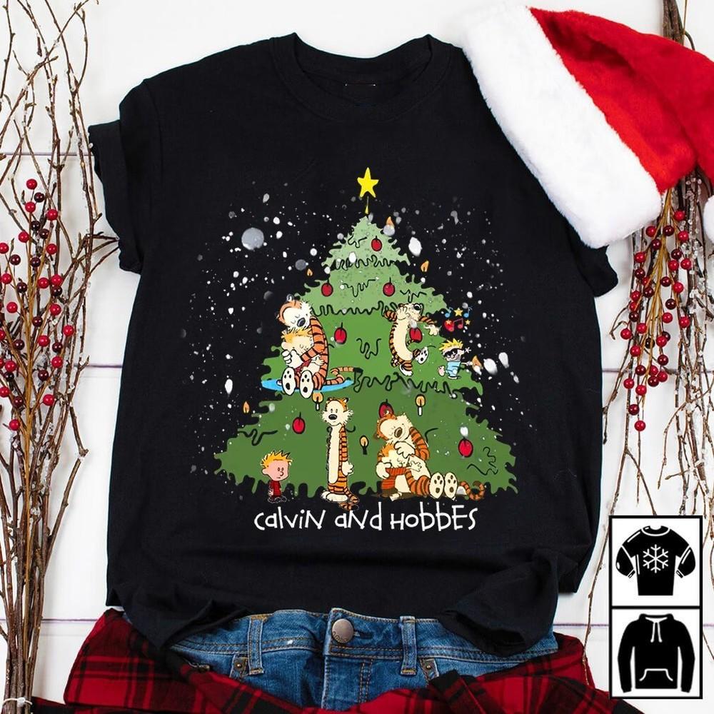

Merry Christmas Calvin And Hobbes Tshirt Cotton Unisex Tee S4Xl BO948 Unisex T-Shirt L