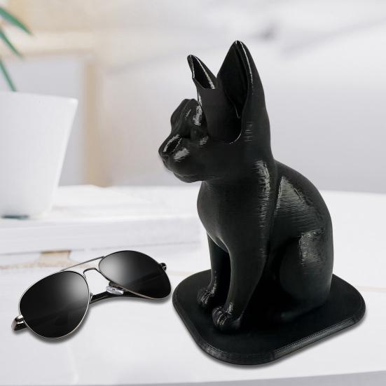 Cat Glasses Holder 3D Printed Black Cat Eyeglass Stand Decorative Eyeglass Organizer for Home Bedside Table Office Desk Accessory