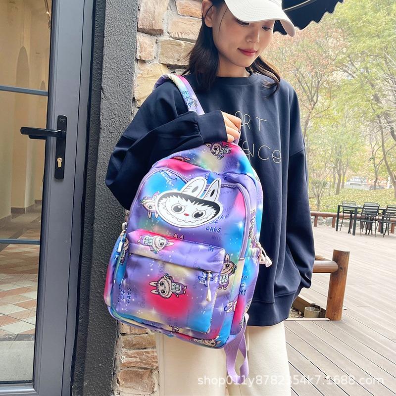 School bag new student backpack trendy large capacity high value cartoon printing casual simple backpack