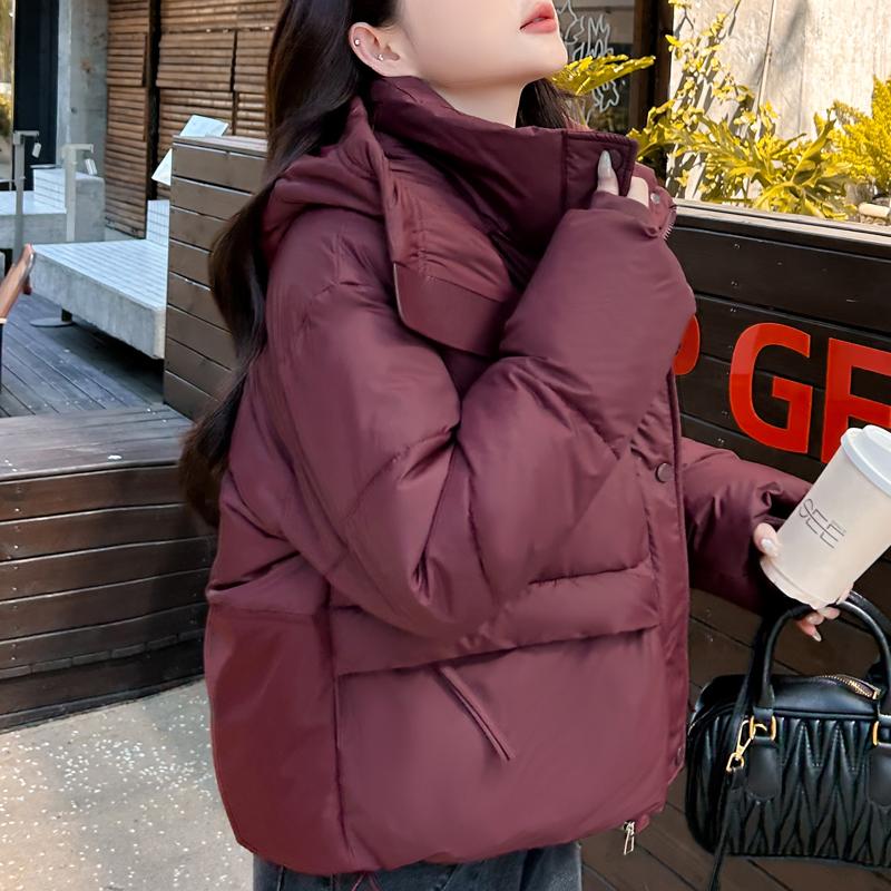 Módní zimní bundy dámské krátké parky s kapucí volné silné teplé svrchní oděvy ležérní dámské kabáty