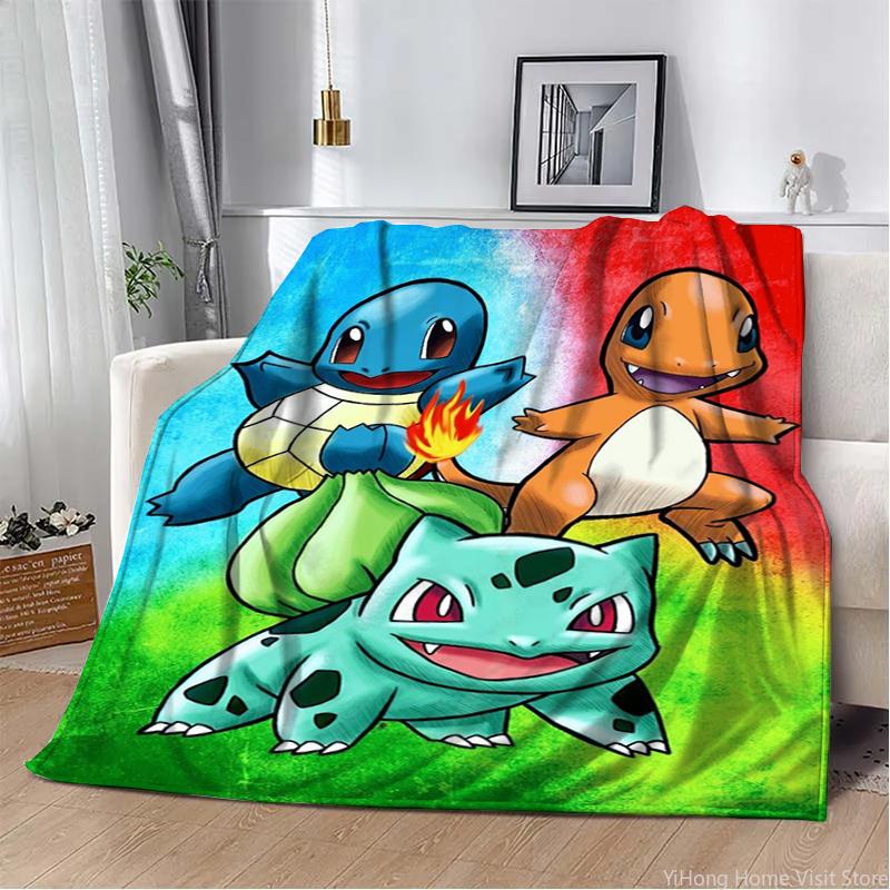 3D Printing Pokemon Anime Cute Cartoon Blanket Fluffy Children and Adults Sofa Plush Bedspread Throw Lunch Blanket for Sofa Bed