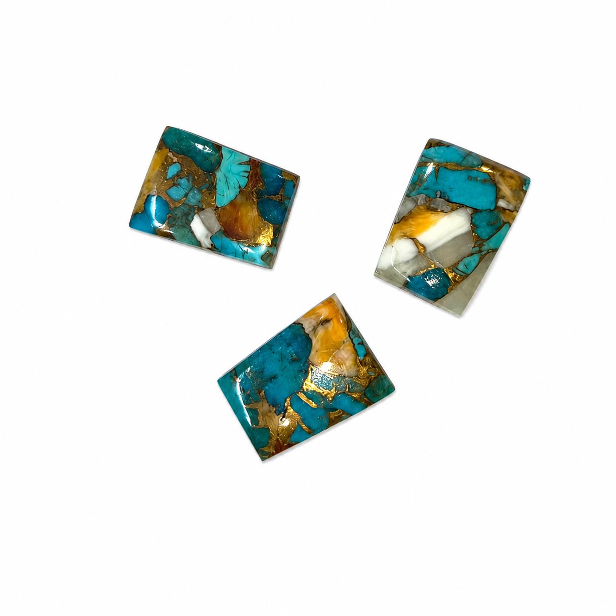 Natural Oyster Turquoise Rectangle Cabochon 15x20mm Gemstone Lot, Oyster Copper Turquoise Loose Stone for Jewelry Making 15x20mm