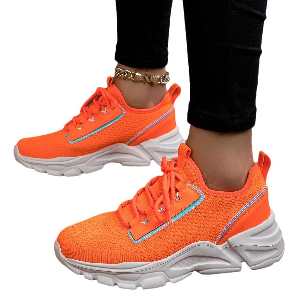 New sports shoes women's fly-woven mesh breathable casual trendy shoes thickened soft sole fashion
