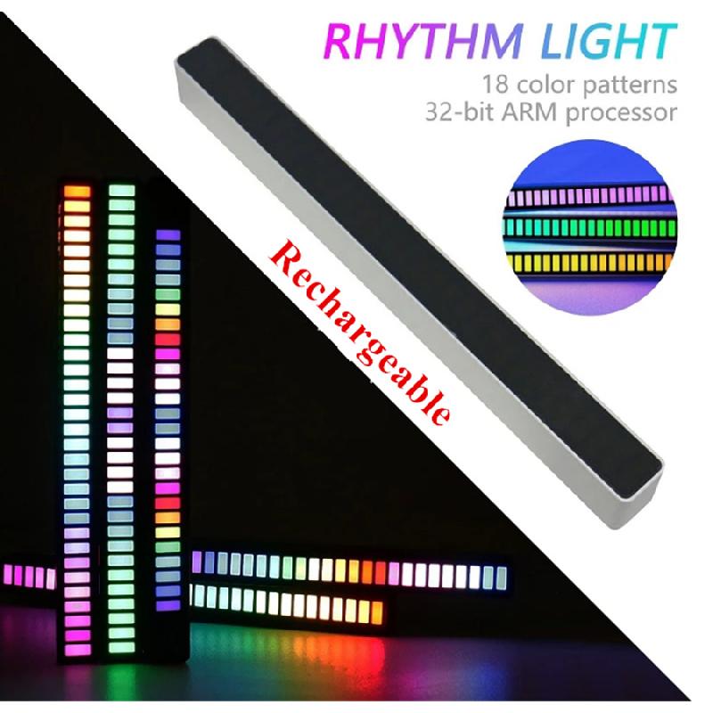 Rechargeable Car Sound Control Rgb Light Decoration Music Rhythm Ambient Lamp X1