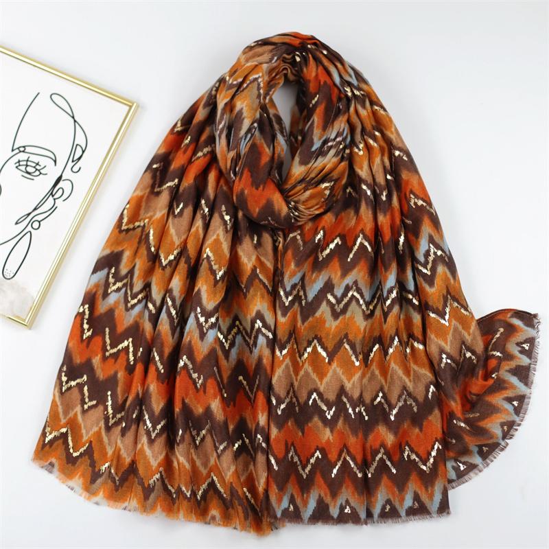 Viscose Scarves Women Retro Bohemian Aztec Wave Stripe Fringe Shawls and Wraps Pashmina Stole Bufanda Muslim Sjaal 180*90Cm
