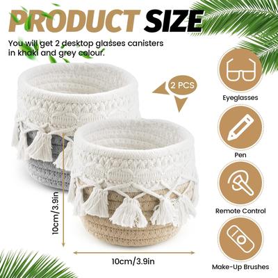 Organizador Porta Pincéis de Maquiagem, Cesta Pequena de Armazenamento para Pentes e Escovas, Cestas com Decoração Boho para Porta-Canetas Lápis