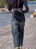 Women's Retro Distressed Wide-Leg Jeans - Spring/Autumn 2024 INS Design