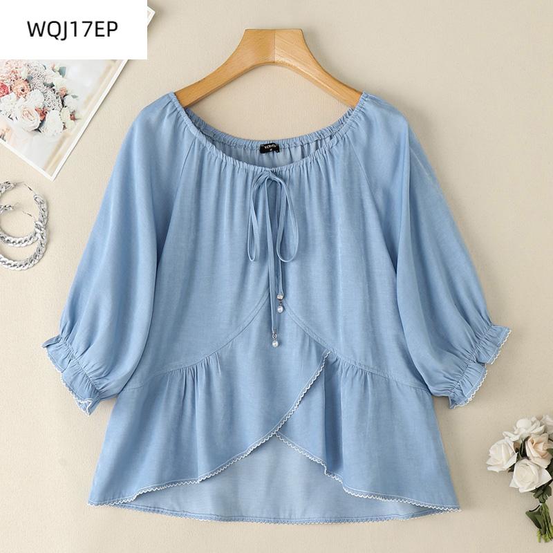 

Women Summer Half Sleeve Irregular Ruffled Casual Loose Blouse XL