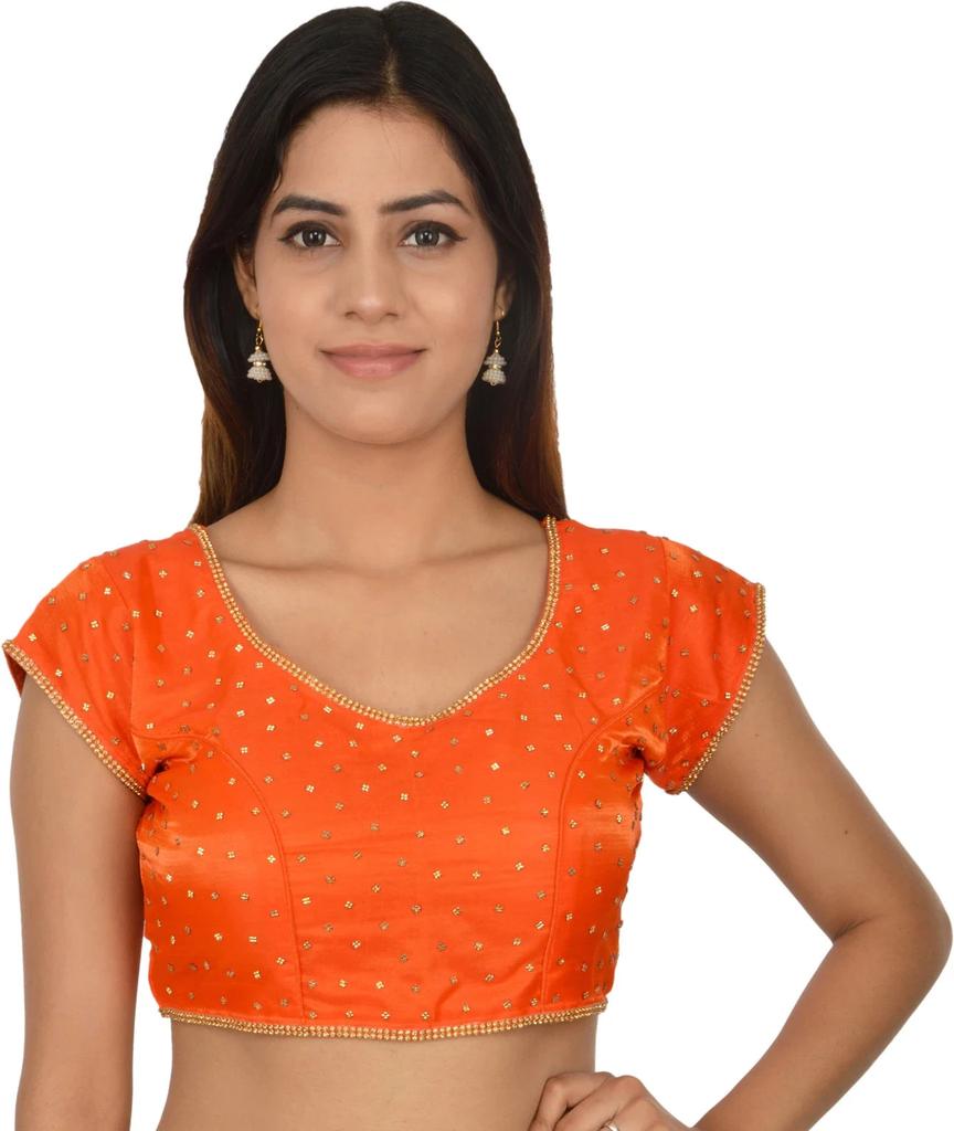 Women's V Neck Short Sleeves Blouse Indian Desigenr Ethnic Crop Top Choli Dress