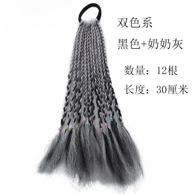 Children's Wig Dreadlocks Hair Accessories Bow Tie Style Colorful Braided Hair Ties Girls' Short Stage Cute Ombre Ponytail