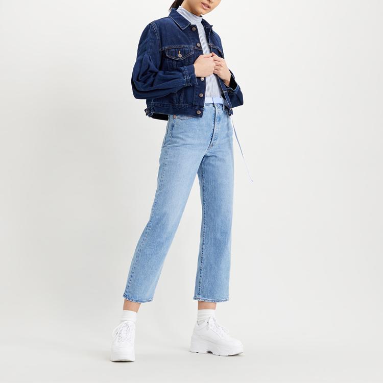 Levis Lantern Sleeve Lapel Denim Jacket Women jackets Dark-Blue 37569-0000