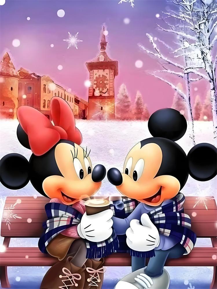 Disney 5D Diamond Painting Dark Mickey and Minnie Decoration DIY Full Diamond Mosaic Inlaid Cross Stitch Set Gift