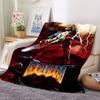 1Pc DOOM Print Flannel Blanket, High quality Comfortable for All Seasons, Home Decor, Warmth and Comfort, Perfect for Christmas Gifts