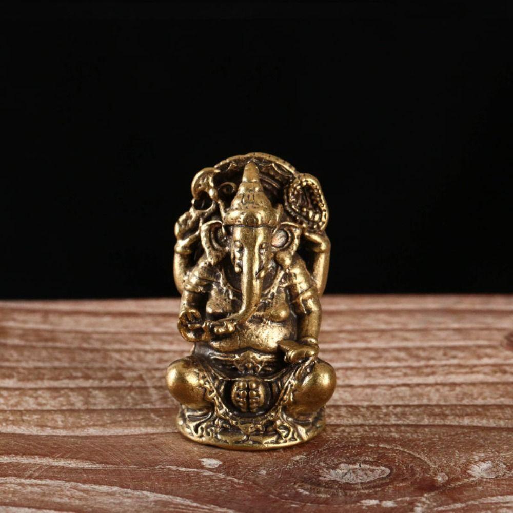 Mini Elephant God Figure Sculpture Vintage Elephant Hindu God Figurines Ganesha Statue Cabinet