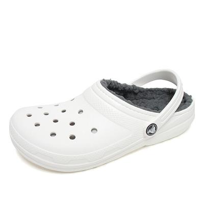 Kids Classic Lined Clog Winter Slipper White Gray 207010 10m