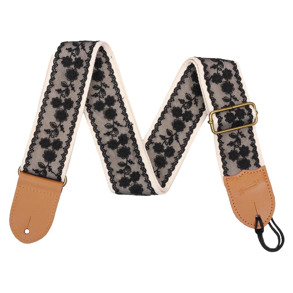 Guitar Strap Vintage Lace Pattern Shoulder Belt With Picks Universal For Bass Electric Acoustic Guitar
