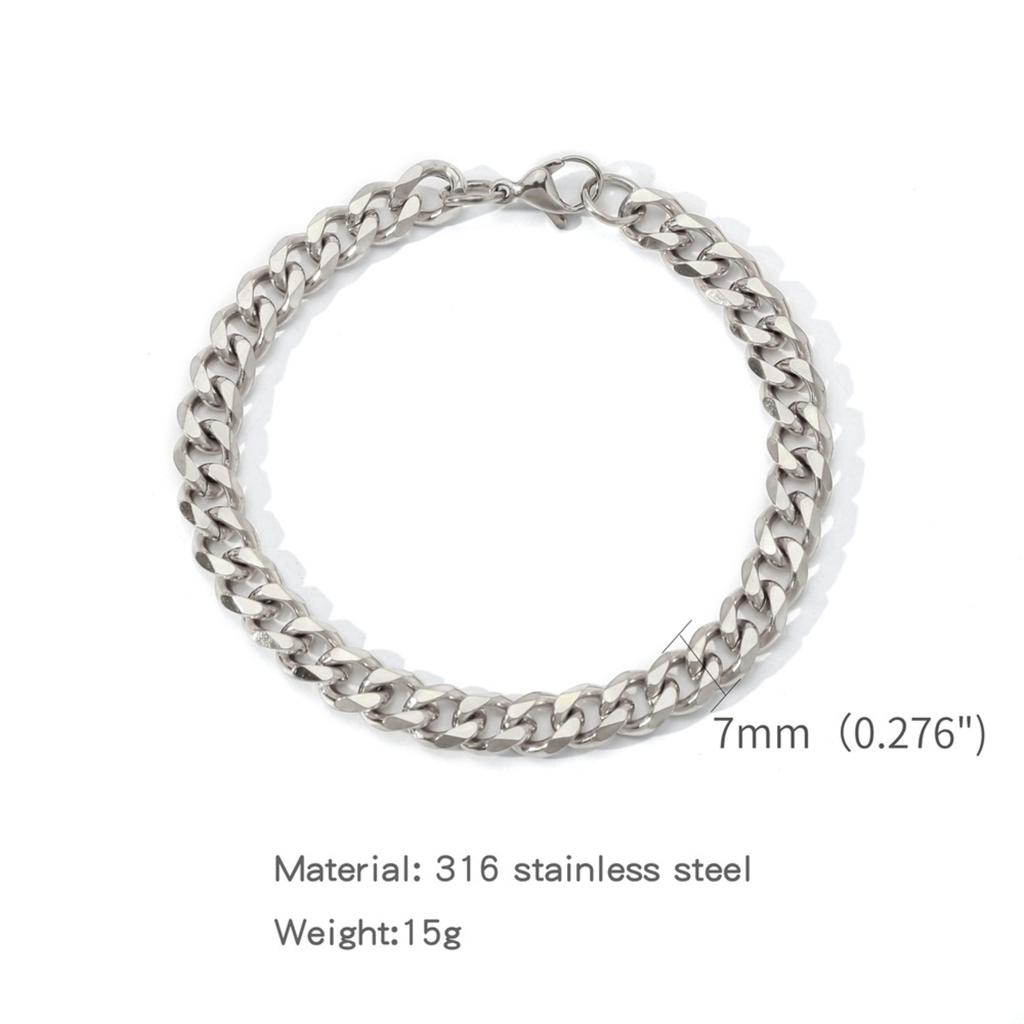 316 Stainless Steel Chain Bracelet Unisex Simple Link Design Durable Lightweight Metal Jewelry Fashion Accessory for Everyday Wear