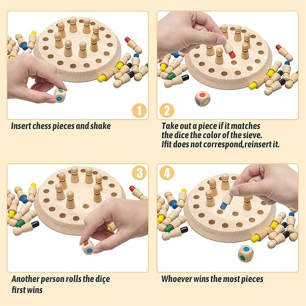 Wooden Memory Match Stick Chess Game, BLOWEST Colorful Memory Chess, Funny Block Board Game, Early Educational Toy, Brain Training Games