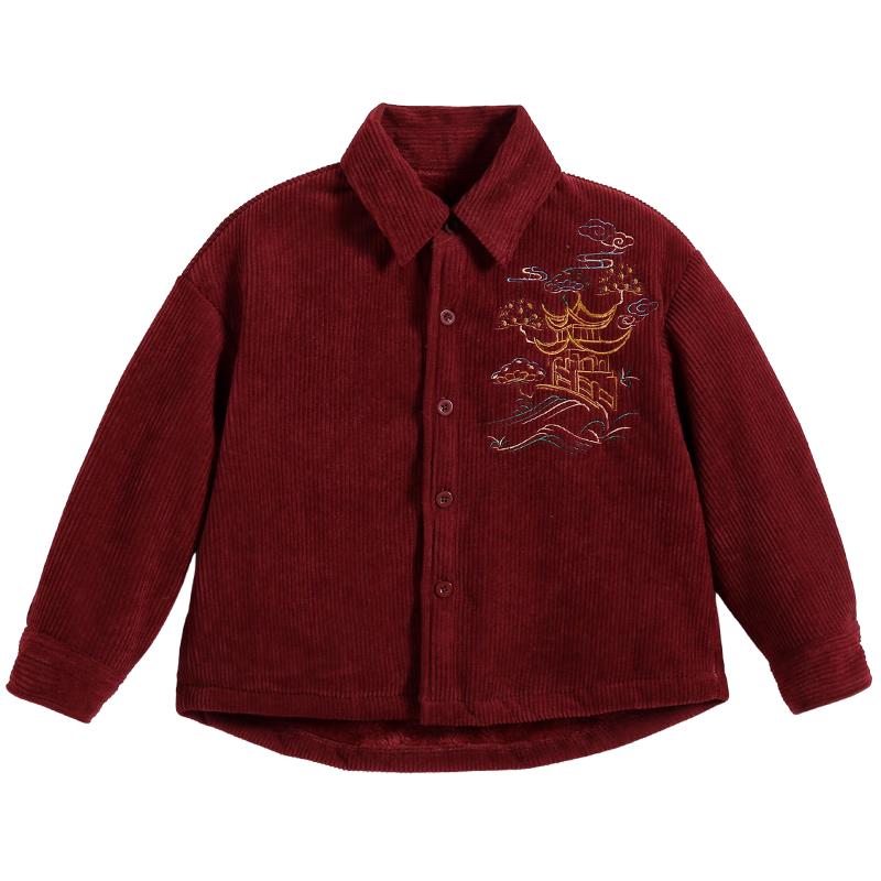 

Luomeng Boys Fleece-Lined Chinese Style New Year s Shirt Jacket 150