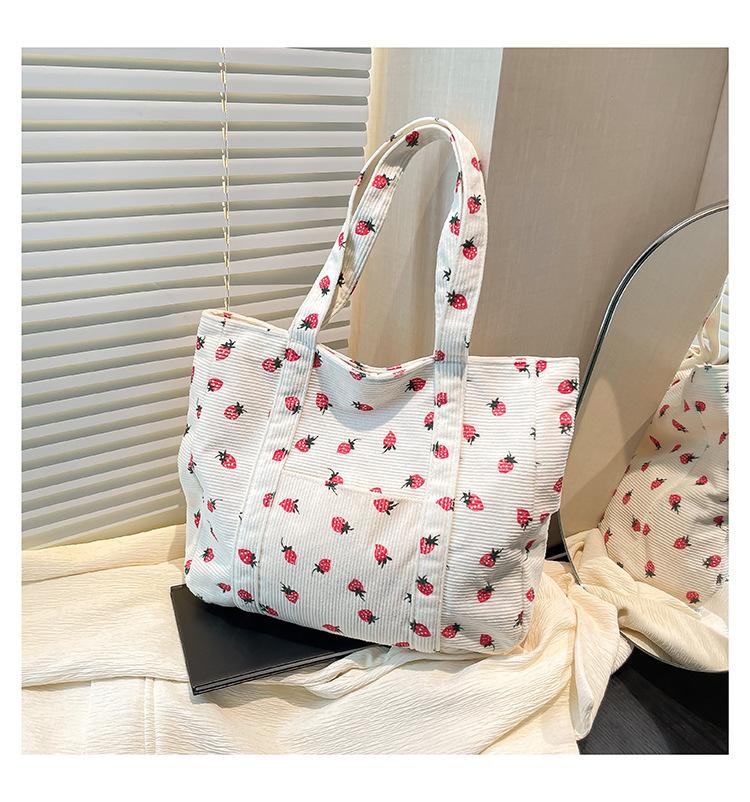 

Клубника Вельветовая Сумка Сладкая Женская Сумка Модная Универсальная Сумка Через Плечо Красивые Простые Женские Сумки-Тоут для Поездок на Работу белый