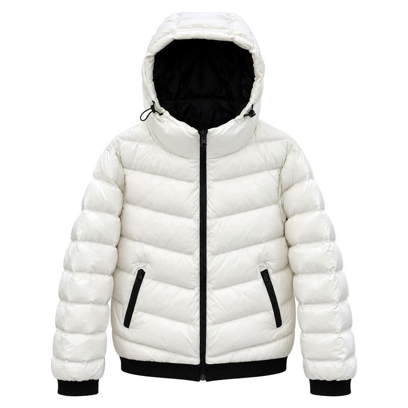 White Duck Down Ribs Down Jacket Women's Thickened Hooded Winter New Pink Thin Small Contrasting Coat