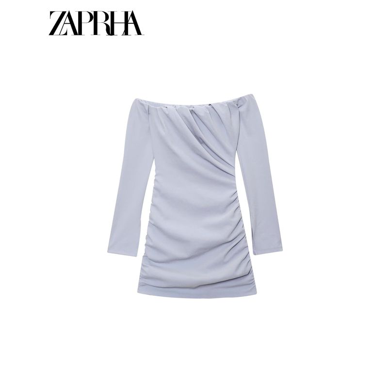 Zaprha 2025 New Sexy off-Shoulder off-Shoulder Collar Fashion Slim fit Pleat Decoration Short Dress 3644303
