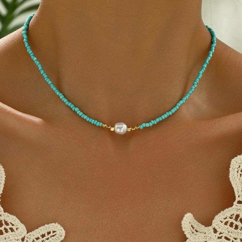 

Богемный курортный стиль, ожерелье из пресноводного жемчуга разных цветов, элегантные аксессуары для женщин, креативные подарки для влюбленных синий