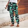 Women Camouflage Printing Pants Lace Up Elastic Waist Loose  Trousers Casual Long Pants Trousers with Pockets