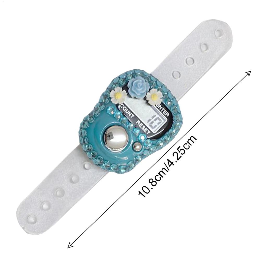 Fingerklicker Zähler Blume Strass Design LCD Display Nummernverfolgung Aufzeichnung Ring Verstellbar Zurücksetzbar Zählwerk