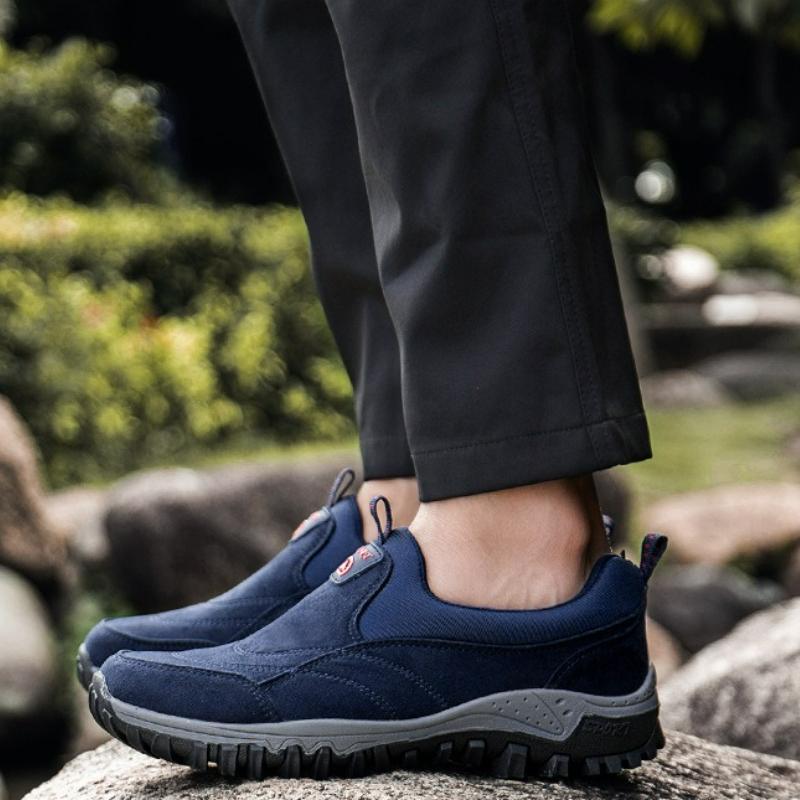 Men's Sneakers Slip on Running Shoes Non-Slip Soft Plus Size Men Loafers Outdoor Hiking Casual Shoes Breathable Suede Men Shoes