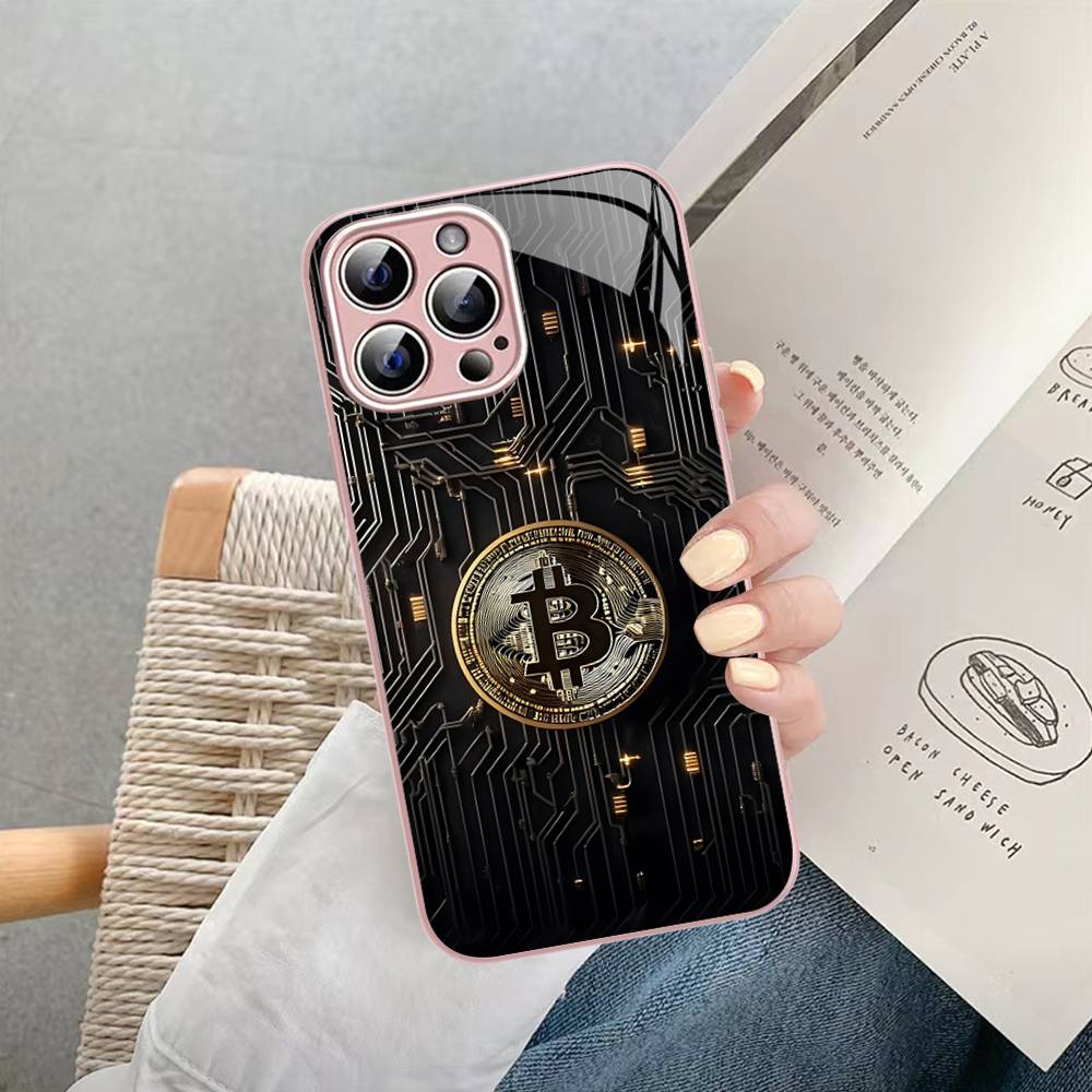 

B-Bitcoin Tempered Glass For Iphone 14 13 12 11 Pro Mini XS MAX 14Plus X XS XR Fundas iphone XS