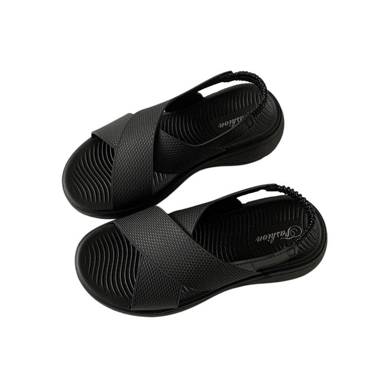 New Fashionable Women’s Solid Color Cross Sandals: Comfortable Non-Slip Soft Sole Summer Casual Slippers