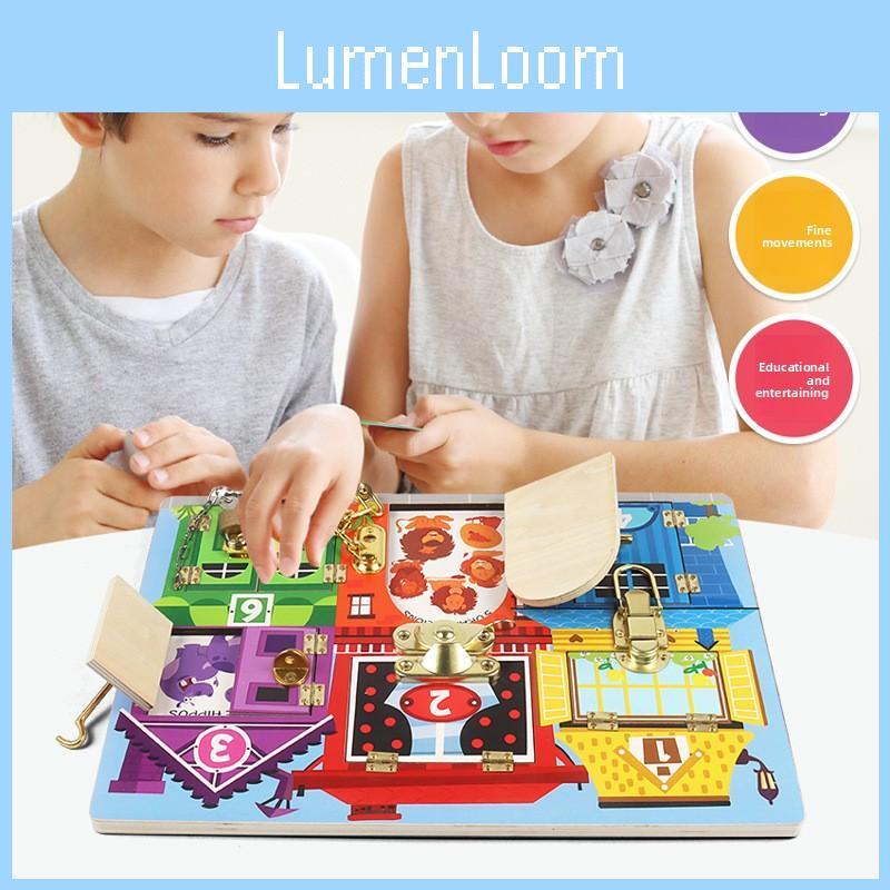 Early Learning Wooden Busy Board With Unlocking Activities For Preschool Kids