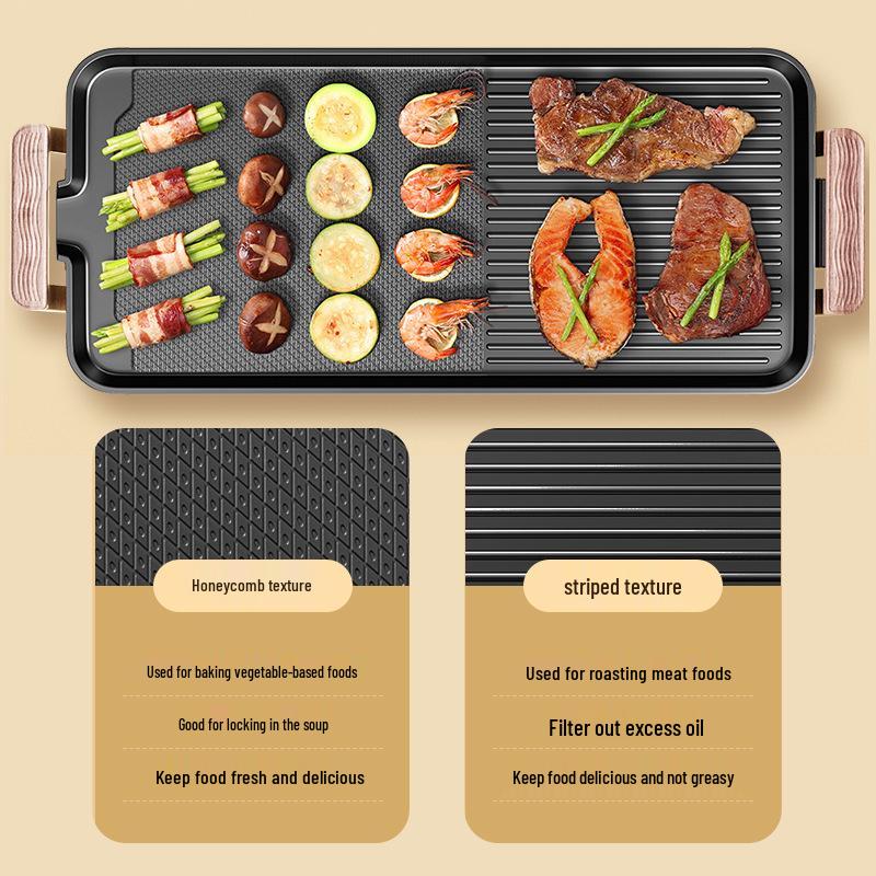Grelhador Elétrico Indoor Sem Fumaça Coreano, Churrasqueira Antiaderente, Máquina de Espetos, Fritar Peixe e Bife