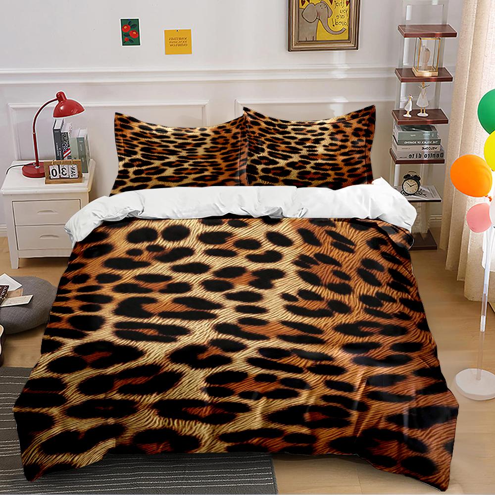 Leopard Print Bedding Set Bedding set (1 duvet cover, 2 pillowcases, duvet not included) 135x200cm