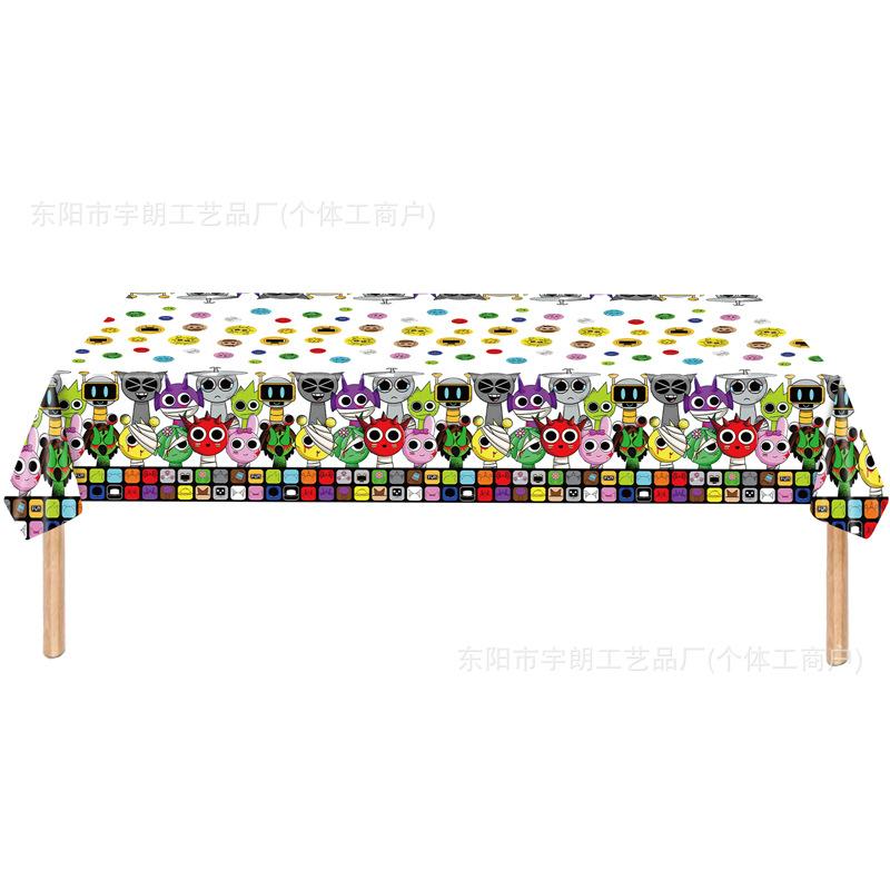 Children's cartoon prunki theme birthday party rhythm box cardboard tablecloth decoration