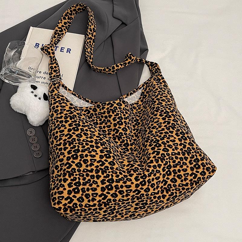 Large Capacity Leopard Print Bag Women New Trendy Fashion Crossbody Bag Women Ins College Students' Class Shoulder Bag Women