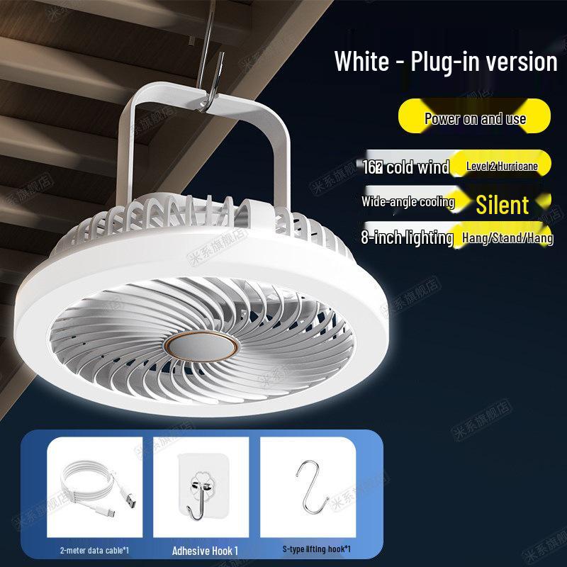 Quiet USB Rechargeable Ceiling Fan for Dorms and Camping with Long Battery Life 15000mAh Dual-use (Rechargeable & Plug-in)
