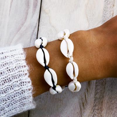 Vintage handgjorda strandarmband för kvinnor Mode Casual Natural Shells vävda armband smycken