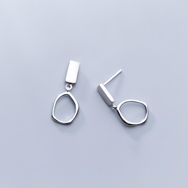 MODIAN Classic Irregular Oval Dangle Earring for Women Pure 925 Silver Simple Geometric Square Earring Fine Jewelry