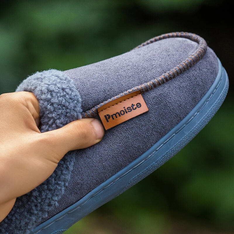 Men's Winter Plush Outdoor House Slippers - Fleece Lining, Memory Foam and Tpr Anti-Slip Sole, Windproof, Warm and Comfortable