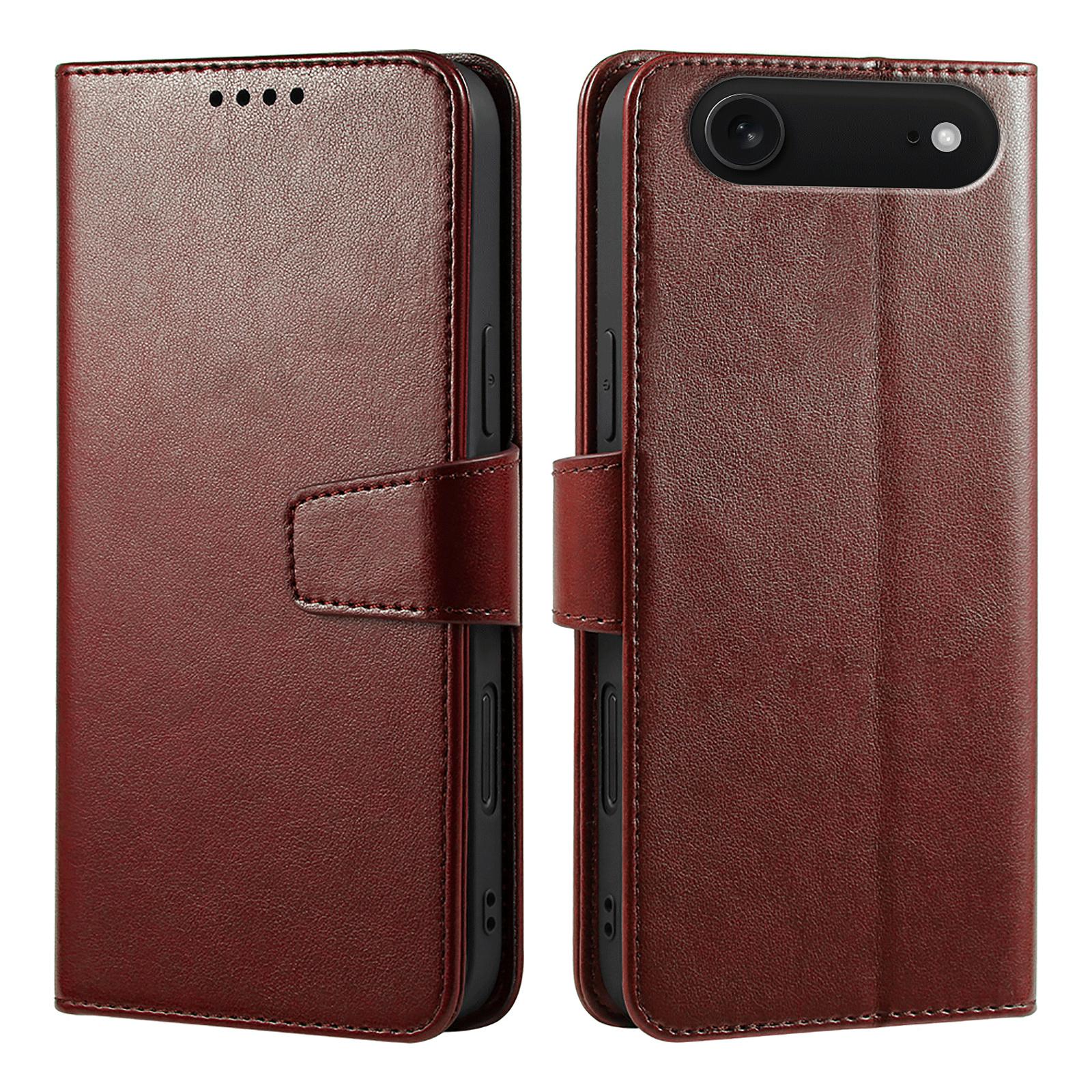 

For iPhone 17 Air Case Stand Card Holder Wallet Leather Phone Cover Brown